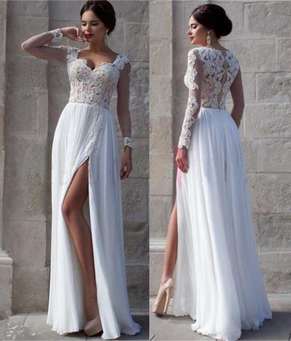 Cheap White Wedding Dresses Long Prom Dresses Lace Wedding Dress