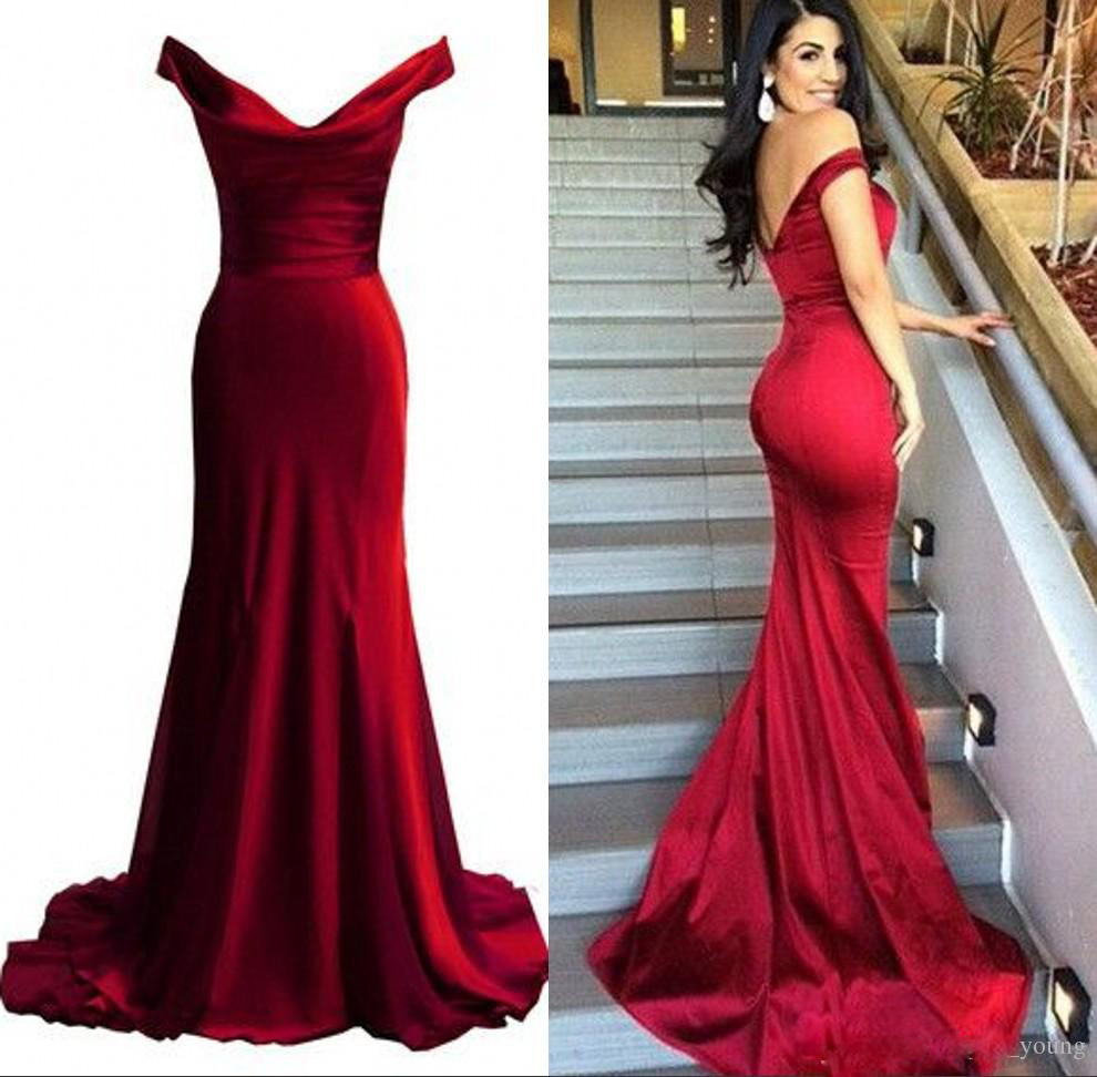 burgundy color evening gowns