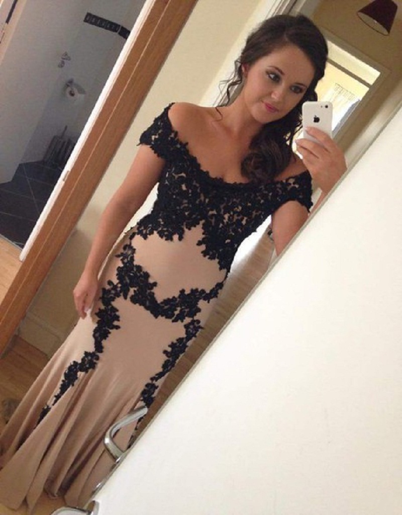 black and cream lace dress