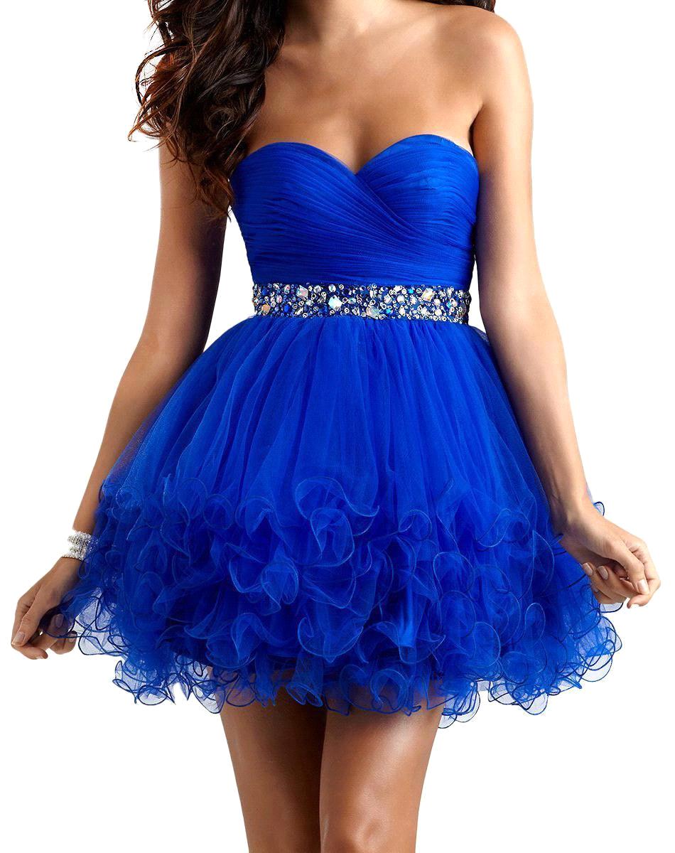 Chic Short Royal Blue Tulle Evening Dress